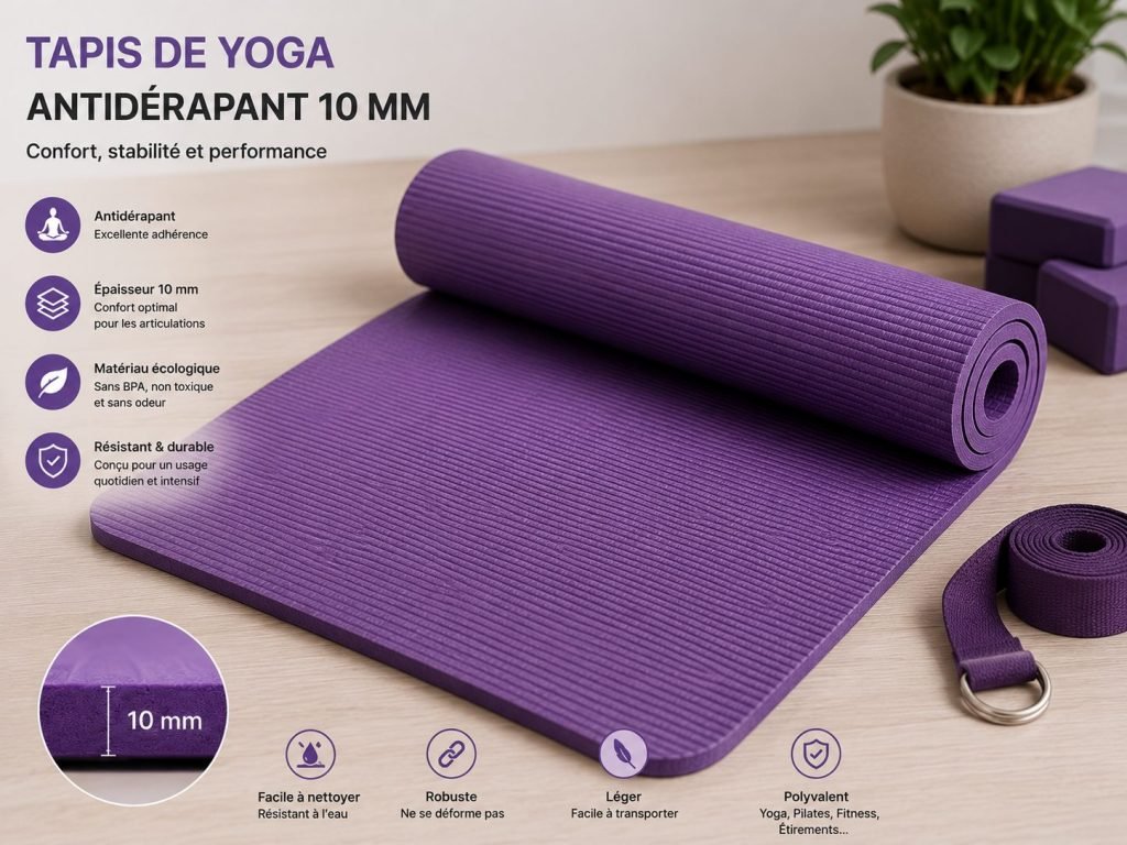 Tapis de yoga antidérapant 10 mm