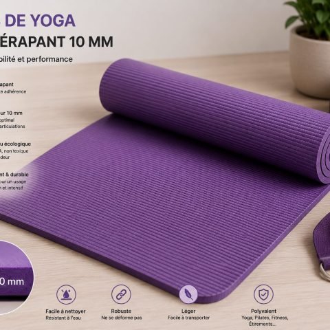 Tapis de yoga antidérapant 10 mm